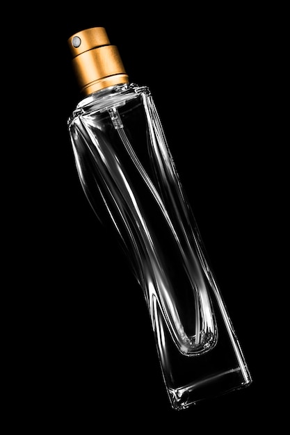 Perfume bottle on black