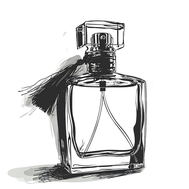 Foto bottiglia di profumo illustrazione disegnata a mano di una bottiglia di perfume