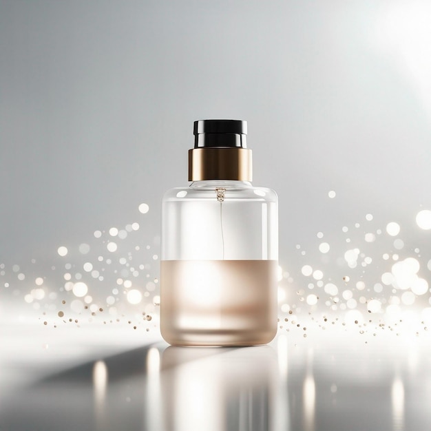 Perfume bottle mockup on light background 3d illustration