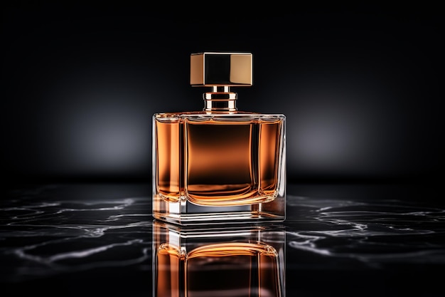 perfume bottle mockup for perfume product on the table dark and luxury background