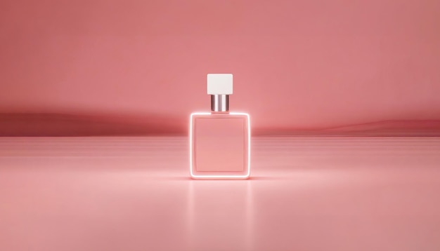 사진 분홍색 배경의 향수 병 3d 렌더링