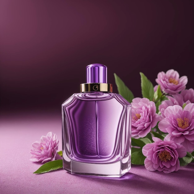 Perfume bottle on a simple background