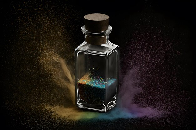 Perfume bottle splash of colored sand paint Neural network generated art