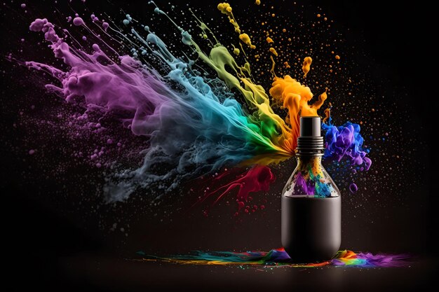 Photo perfume bottle splash of colored sand paint neural network generated art