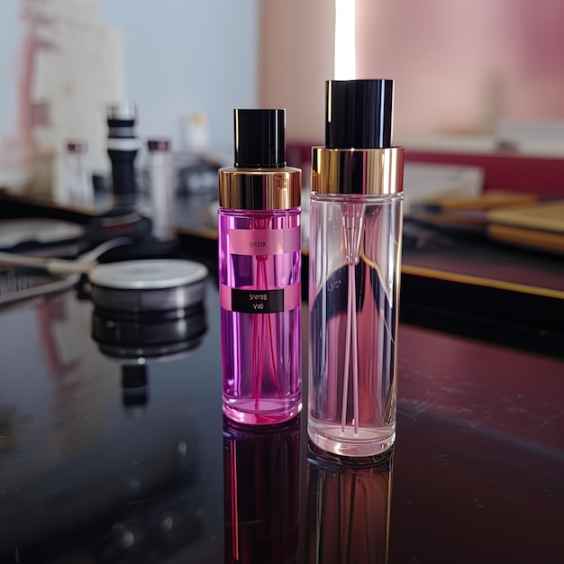 Perfume bottle on a table mockup