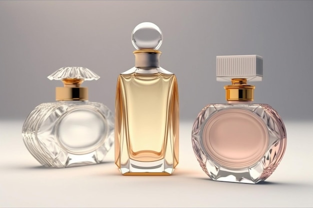 Perfume bottle on the table Perfume widely used to ensure a pleasant and lasting smell is a mixture of substances such as aromatic essential oils alcohol and water in mls