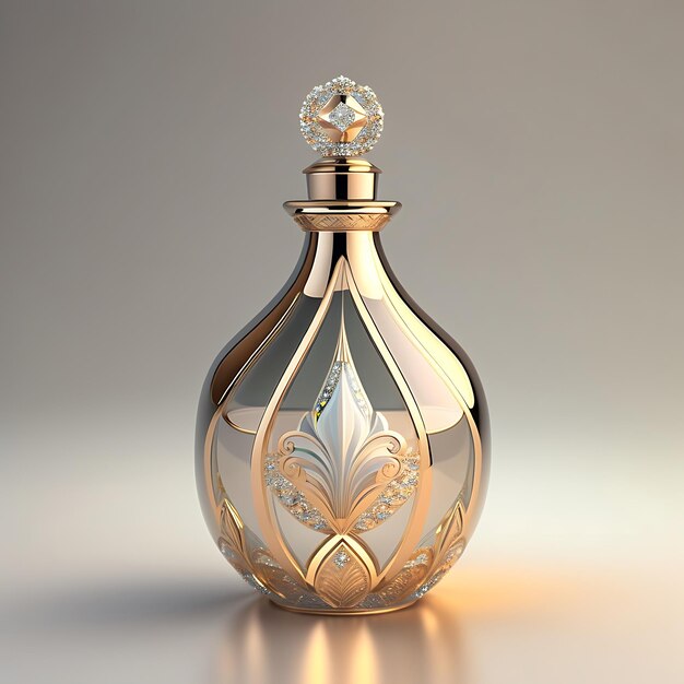 Perfume bottle with intricate design Cosmetic beauty glass container Crystal decanter of cologne