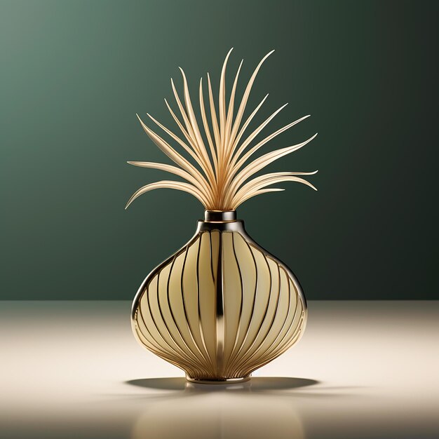 perfume bottle with a palm leaf cap