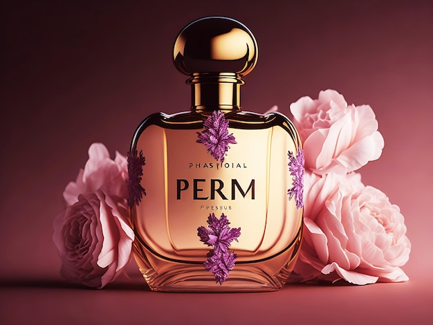 Perfume bottle word perfume on it Generative Ai