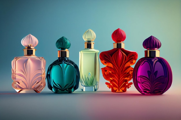 Perfume bottles on a light plain backgroundgenerative ai