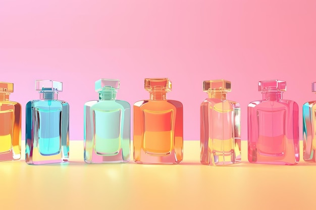 perfume bottles with different colors and shapes