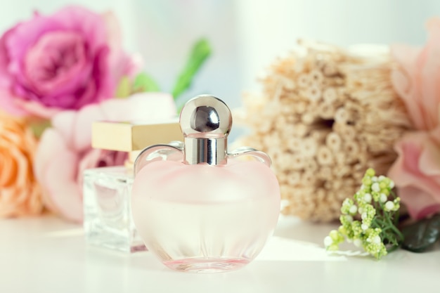 Perfume bottles with flowers