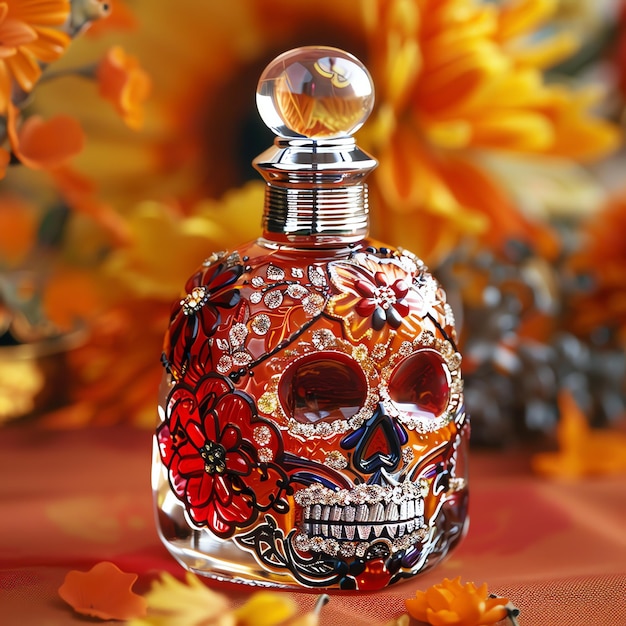 Perfume or cologne Perfume o colonia mexican dia de muertos day of the dead watercolor border