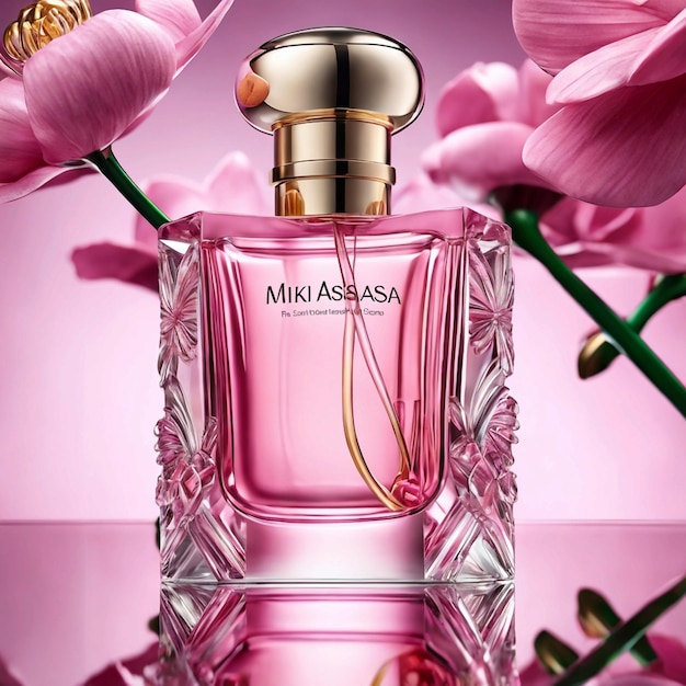 Perfume pink bottle 3d rendering