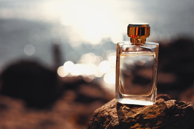 Perfume on the sea at sunset