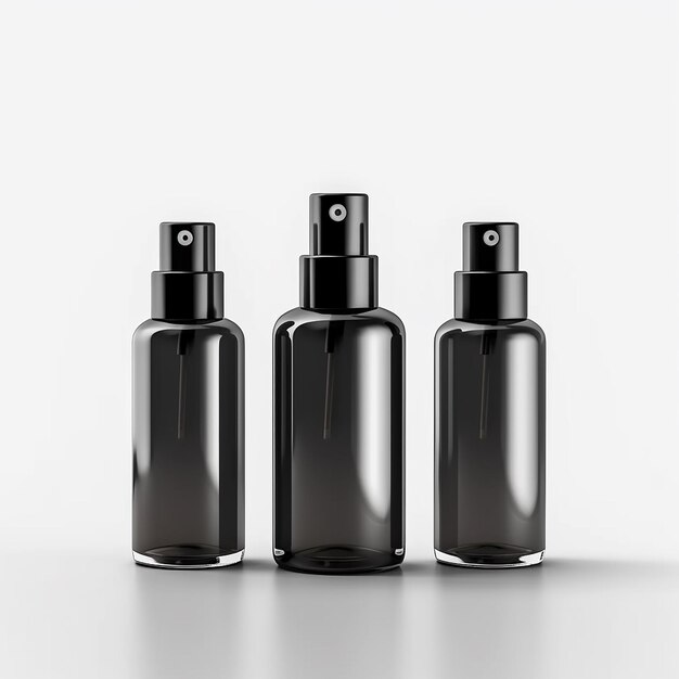 Photo perfume spray and body oil dropper bottle mockup without tag or logo