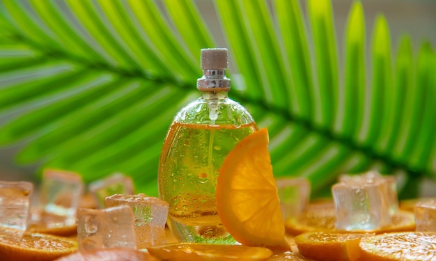 Perfume with citrus extracts Selective focus spa