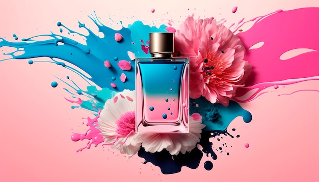 Perfume with floral aroma burst Generative AI