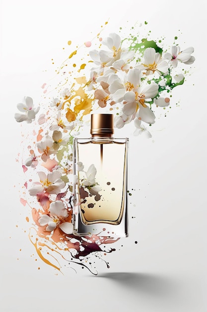 Perfume with floral aroma burst Generative AI