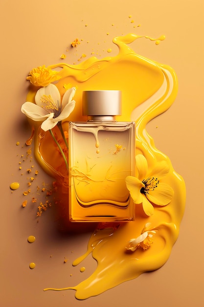 Perfume with floral aroma burst Generative AI