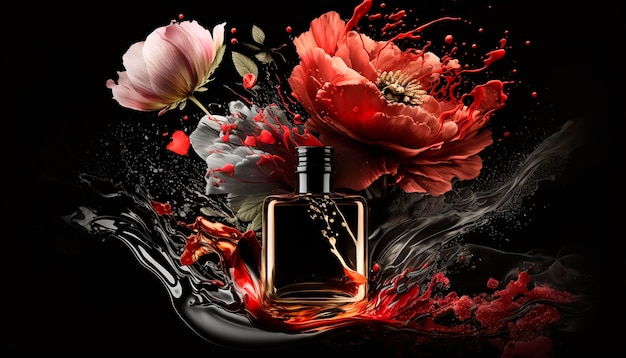 Perfume with floral aroma burst Generative AI