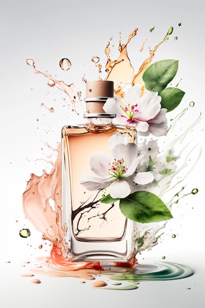 Perfume with floral aroma burst Generative AI