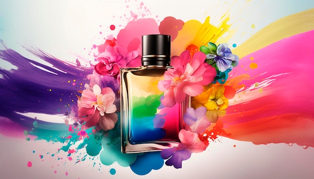 Perfume with floral aroma burst Generative AI