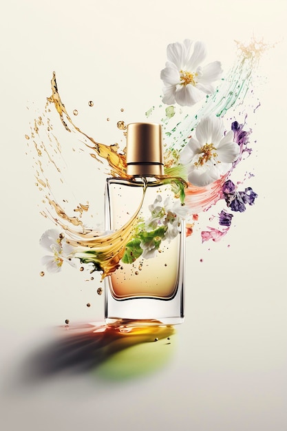 Perfume with floral aroma burst Generative AI