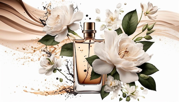 Perfume with floral aroma burst Generative AI