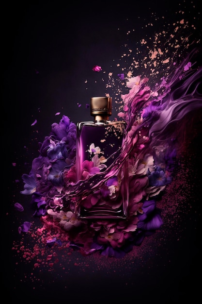 Perfume with floral aroma burst Generative AI