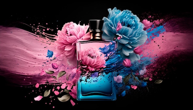 Perfume with floral aroma burst Generative AI