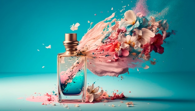 Perfume with floral aroma burst Generative AI