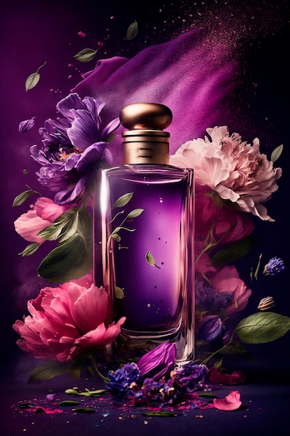 Perfume with floral aroma burst Generative AI