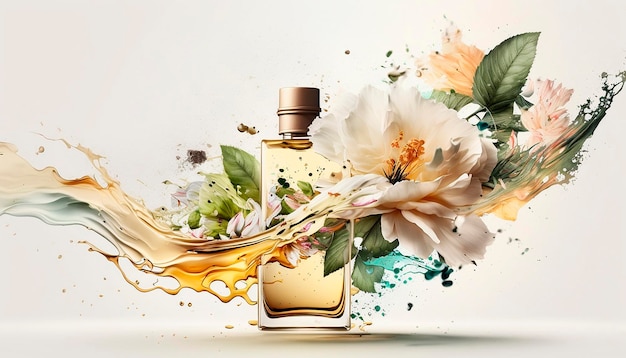 Perfume with floral aroma burst Generative AI