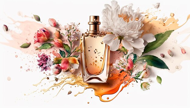 Perfume with floral aroma burst Generative AI