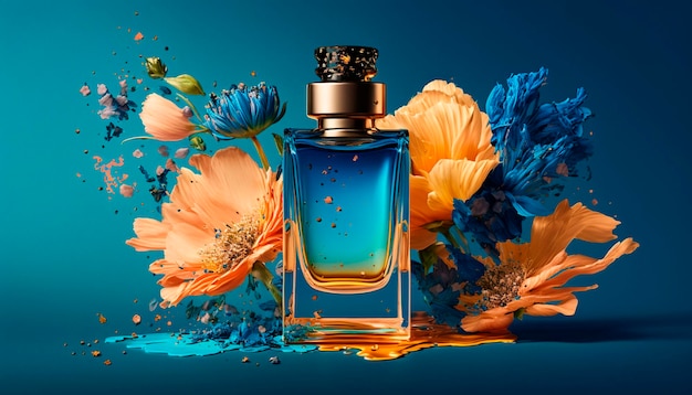 Perfume with floral aroma burst Generative AI