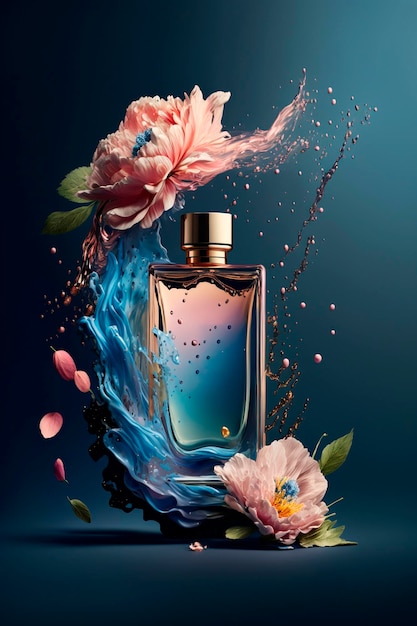 Perfume with floral aroma burst Generative AI