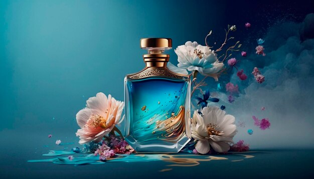 Perfume with floral aroma burst Generative AI