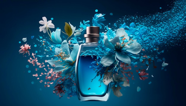 Perfume with floral aroma burst Generative AI