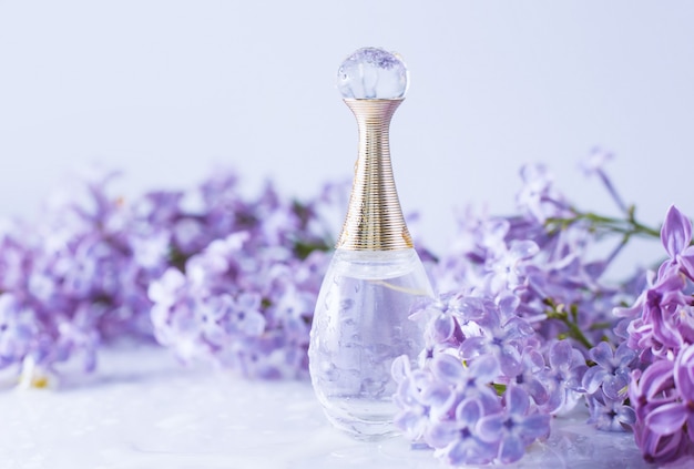 Perfume with lilac flowers
