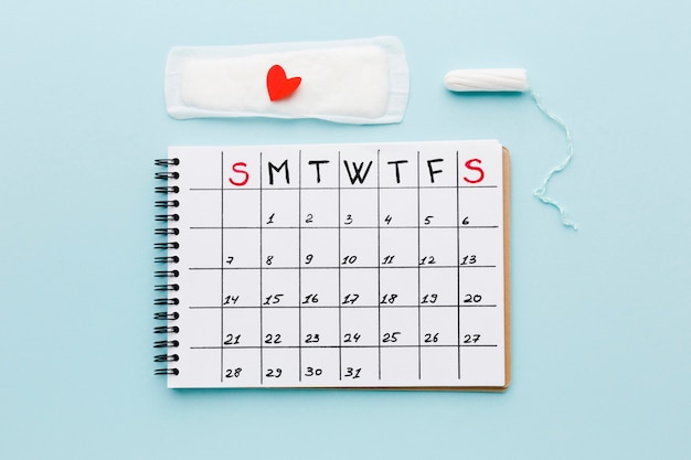 Period timetable with feminine products