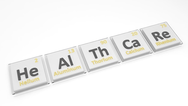 白で隔離単語ヘルスケアを形成するために使用される元素記号の周期表