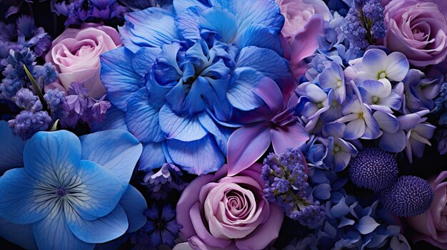 보라색과 파란색 꽃