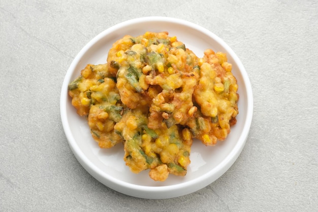 Perkedel Jagung or Bakwan Jagung corn fritters is Indonesian traditional food Savoury snack