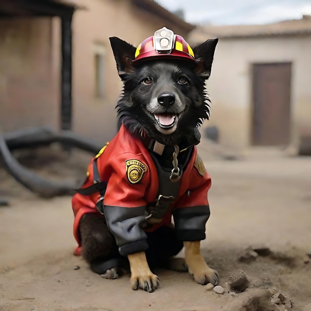 Photo perro bombero ai