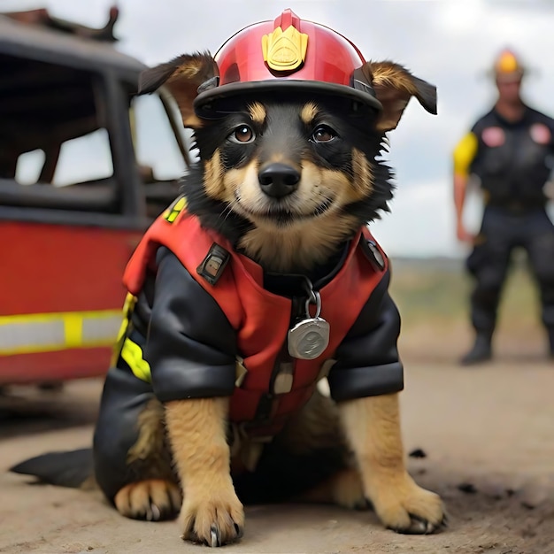 Photo perro bombero ai