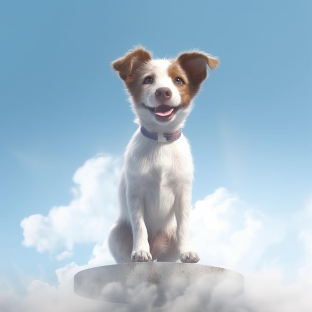 Perro realista volando entre nubes de un cielo celeste домашние животные животные небо cielo собака мило