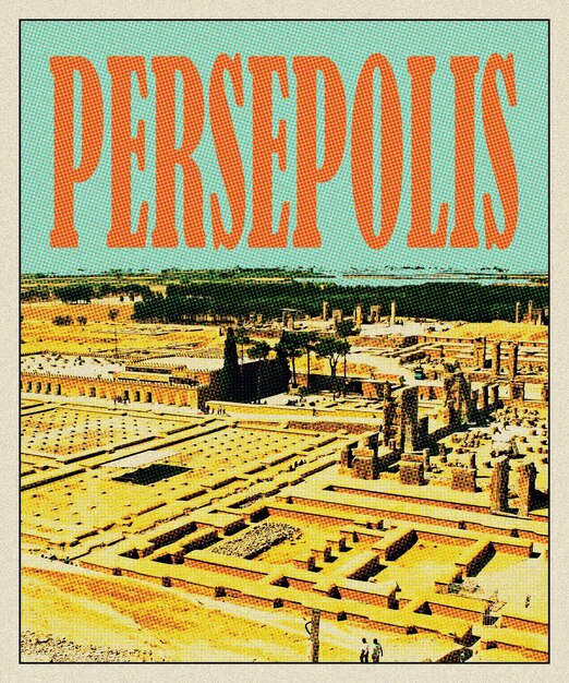 Photo persepolis retro travel poster