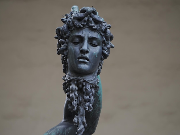 Perseus cellini bronze statue detail