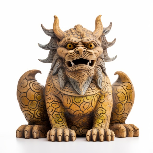 Persian Ancient Creature Pottery Sculpture Unique Yokaiinspired Chinese Golden Dragon Figurine